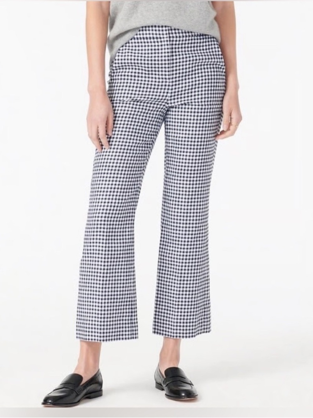Hayden kickout crop pant in gingham stretch linen